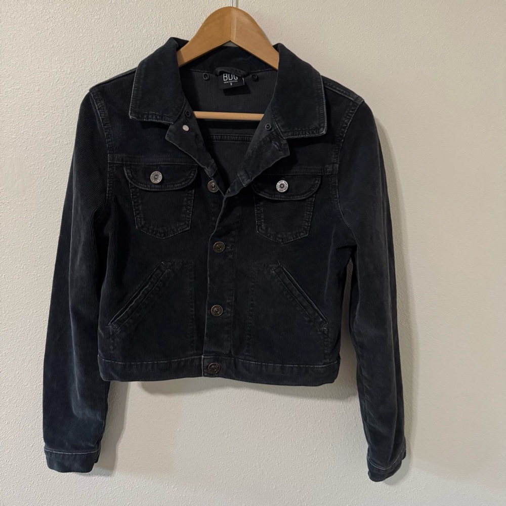 Urban Outfitters BDG Cord Shrunken Western Jacket Washed Black Cropped-Small